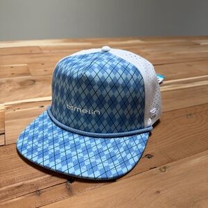 NWT! Melin Blue and White Argyle Cap